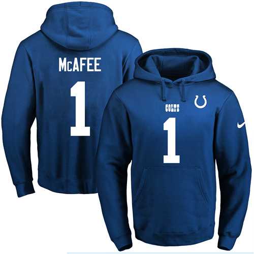Nike Indianapolis Colts #1 Pat McAfee Royal Blue Name & Number Pullover NFL Hoodie