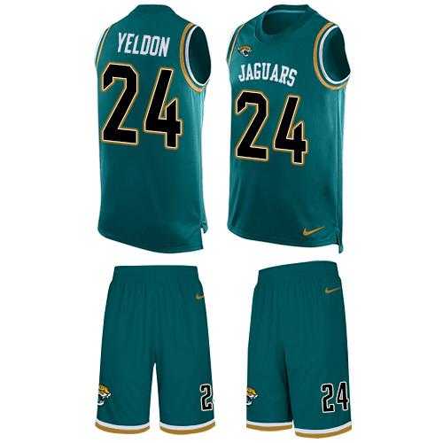 Nike Jacksonville Jaguars #24 T.J. Yeldon Teal Green Team Color Men's Stitched NFL Limited Tank Top Suit Jersey