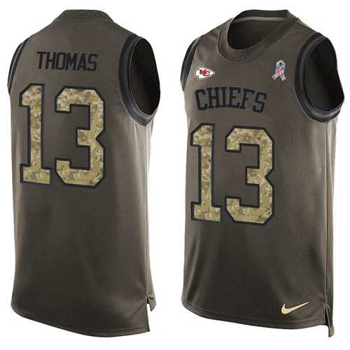 Nike Kansas City Chiefs #13 De'Anthony Thomas Green Men's Stitched NFL Limited Salute To Service Tank Top Jersey