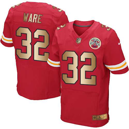 Nike Kansas City Chiefs #32 Spencer Ware Red Team Color Men's Stitched NFL Elite Gold Jersey