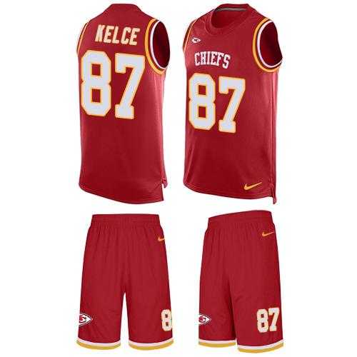 Nike Kansas City Chiefs #87 Travis Kelce Red Team Color Men's Stitched NFL Limited Tank Top Suit Jersey