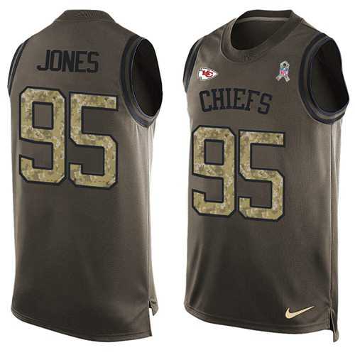 Nike Kansas City Chiefs #95 Chris Jones Green Men's Stitched NFL Limited Salute To Service Tank Top Jersey