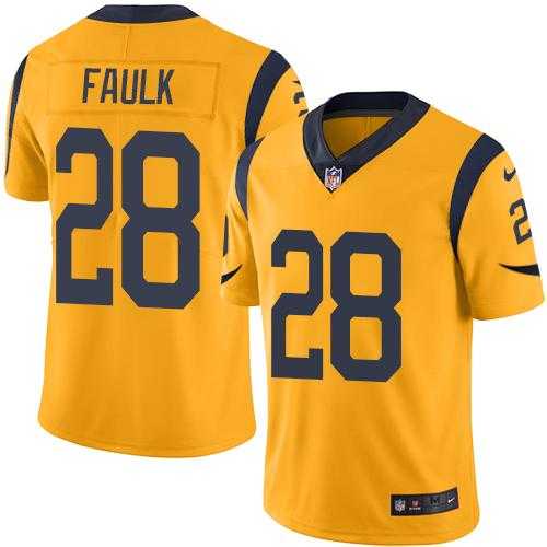 Nike Los Angeles Rams #28 Marshall Faulk Gold Men's Stitched NFL Limited Rush Jersey