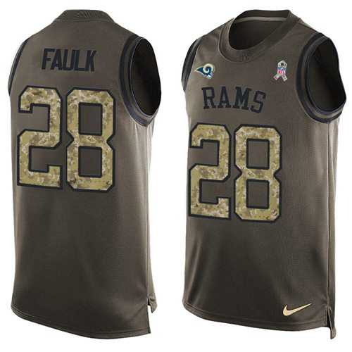 Nike Los Angeles Rams #28 Marshall Faulk Green Men's Stitched NFL Limited Salute To Service Tank Top Jersey