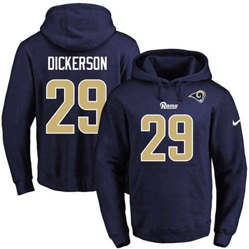 Nike Los Angeles Rams #29 Eric Dickerson Navy Blue Name & Number Pullover NFL Hoodie