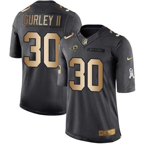 Nike Los Angeles Rams #30 Todd Gurley II Anthracite Men's Stitched NFL Limited Gold Salute To Service Jersey