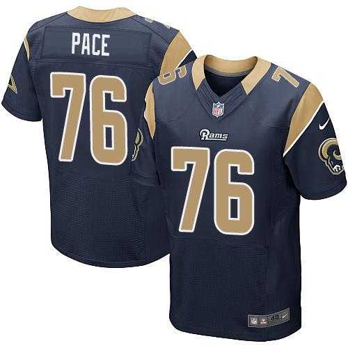 Nike Los Angeles Rams #76 Orlando Pace Navy Blue Team Color Men's Stitched NFL Elite Jersey