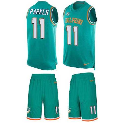 Nike Miami Dolphins #11 DeVante Parker Aqua Green Team Color Men's Stitched NFL Limited Tank Top Suit Jersey