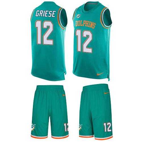Nike Miami Dolphins #12 Bob Griese Aqua Green Team Color Men's Stitched NFL Limited Tank Top Suit Jersey
