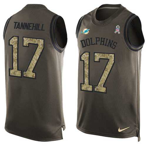 Nike Miami Dolphins #17 Ryan Tannehill Green Men's Stitched NFL Limited Salute To Service Tank Top Jersey