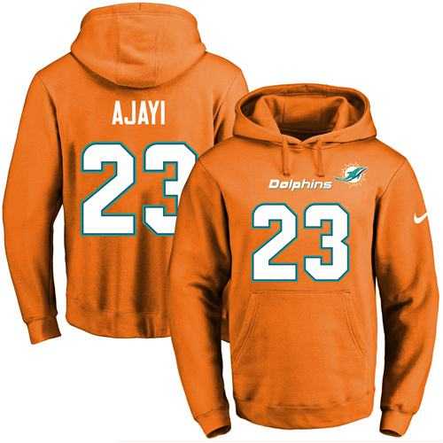 Nike Miami Dolphins #23 Jay Ajayi Orange Name & Number Pullover NFL Hoodie