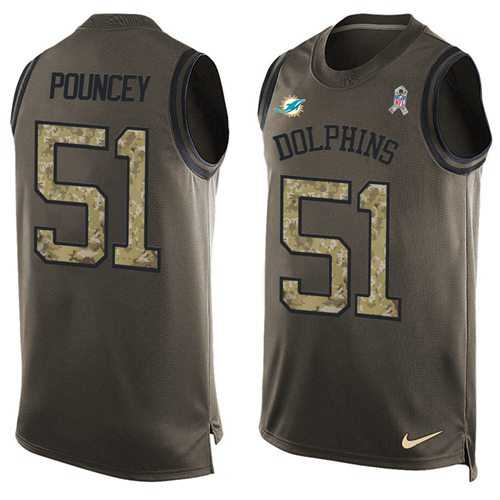 Nike Miami Dolphins #51 Mike Pouncey Green Men's Stitched NFL Limited Salute To Service Tank Top Jersey