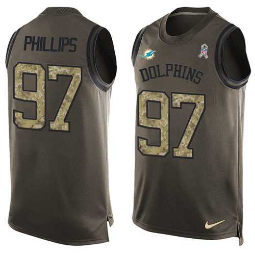 Nike Miami Dolphins #97 Jordan Phillips Green Men's Stitched NFL Limited Salute To Service Tank Top Jersey