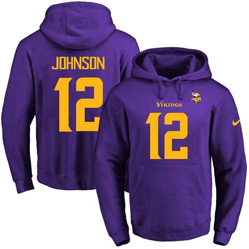 Nike Minnesota Vikings #12 Charles Johnson Purple(Gold No.) Name & Number Pullover NFL Hoodie