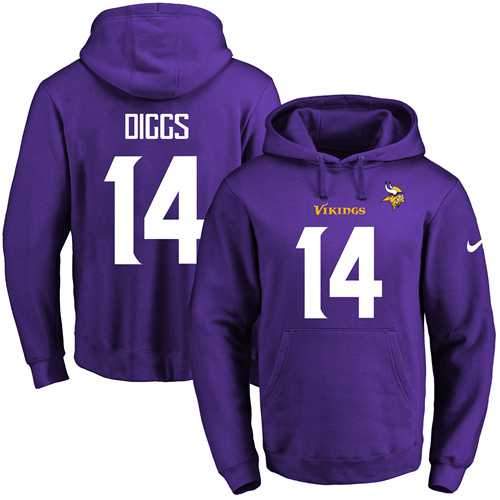 Nike Minnesota Vikings #14 Stefon Diggs Purple Name & Number Pullover NFL Hoodie
