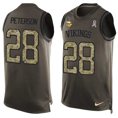 Nike Minnesota Vikings #28 Adrian Peterson Green Men's Stitched NFL Limited Salute To Service Tank Top Jersey