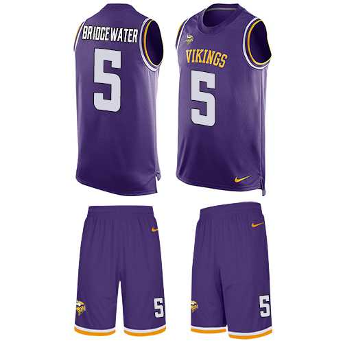 Nike Minnesota Vikings #5 Teddy Bridgewater Purple Team Color Men's Stitched NFL Limited Tank Top Suit Jersey