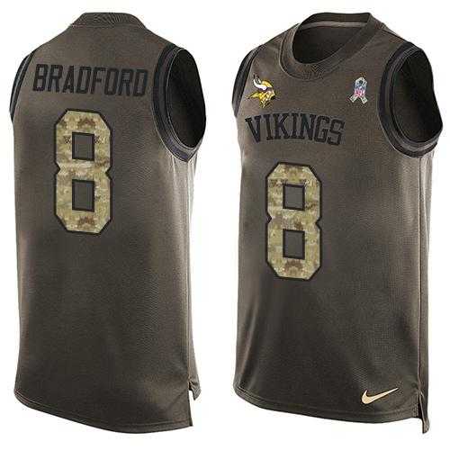 Nike Minnesota Vikings #8 Sam Bradford Green Men's Stitched NFL Limited Salute To Service Tank Top Jersey