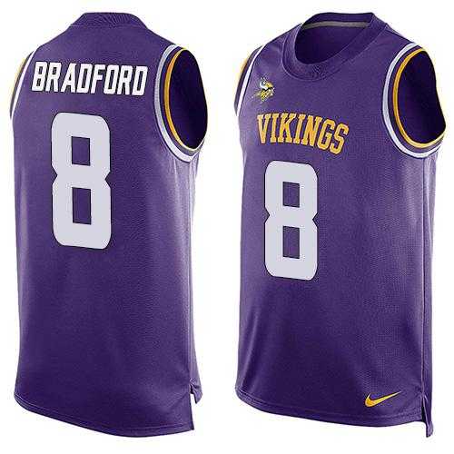 Nike Minnesota Vikings #8 Sam Bradford Purple Team Color Men's Stitched NFL Limited Tank Top Jersey