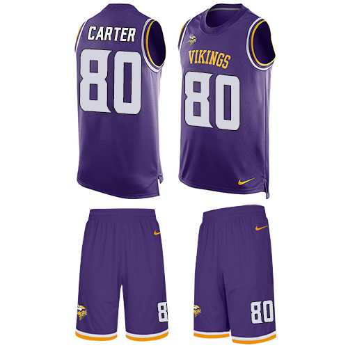 Nike Minnesota Vikings #80 Cris Carter Purple Team Color Men's Stitched NFL Limited Tank Top Suit Jersey