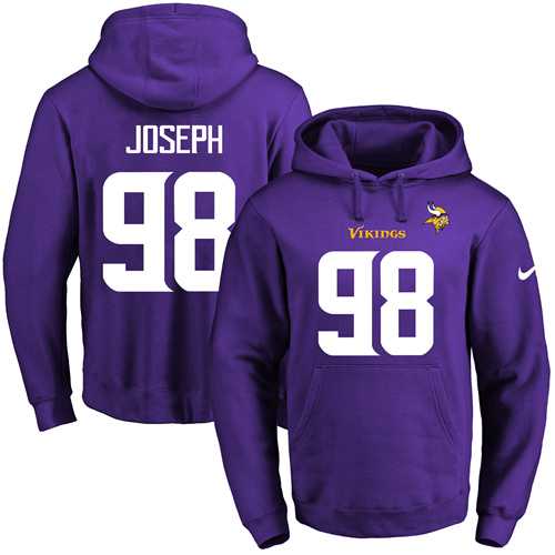 Nike Minnesota Vikings #98 Linval Joseph Purple Name & Number Pullover NFL Hoodie