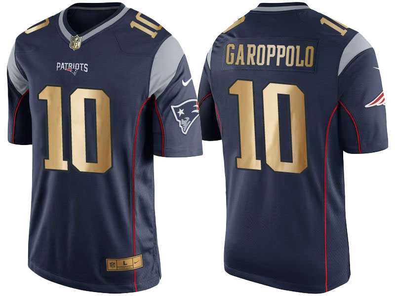 Nike New England Patriots #10 Jimmy Garoppolo Navy Blue Men's NFL Game 2016 Christmas Golden Edition Jersey