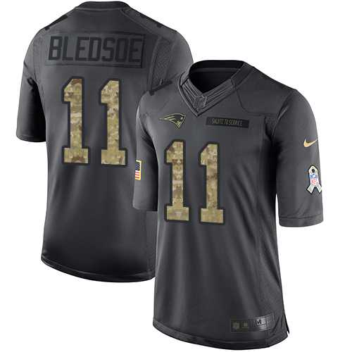 Nike New England Patriots #11 Drew Bledsoe Black Men's Stitched NFL Limited 2016 Salute To Service Jersey