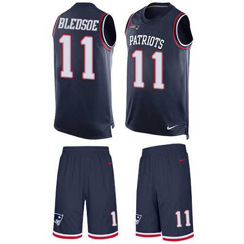 Nike New England Patriots #11 Drew Bledsoe Navy Blue Team Color Men's Stitched NFL Limited Tank Top Suit Jersey