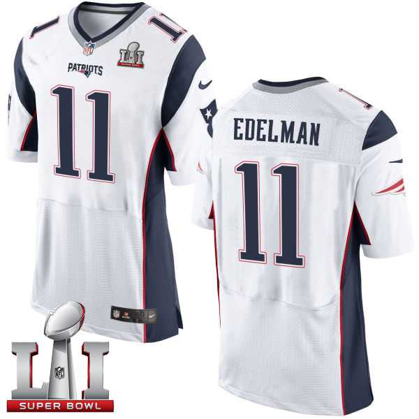 Nike New England Patriots #11 Julian Edelman White Super Bowl LI 51 Men's Stitched NFL New Elite Jersey