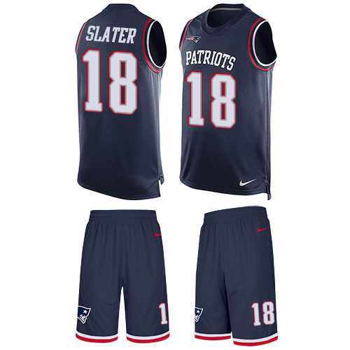 Nike New England Patriots #18 Matt Slater Navy Blue Team Color Men's Stitched NFL Limited Tank Top Suit Jersey