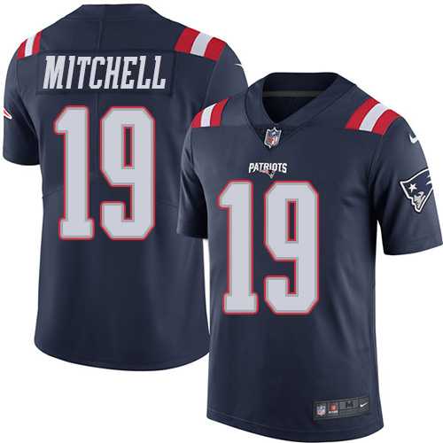 Nike New England Patriots #19 Malcolm Mitchell Navy Blue Men's Stitched NFL Limited Rush Jersey