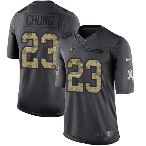 Nike New England Patriots #23 Patrick Chung Black Men's Stitched NFL Limited 2016 Salute To Service Jersey
