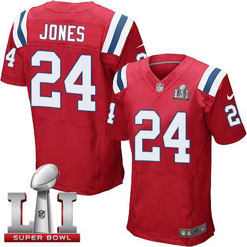 Nike New England Patriots #24 Cyrus Jones Red Alternate Super Bowl LI 51 Men's Stitched NFL Elite Jersey