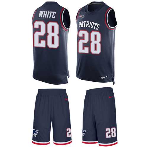 Nike New England Patriots #28 James White Navy Blue Team Color Men's Stitched NFL Limited Tank Top Suit Jersey