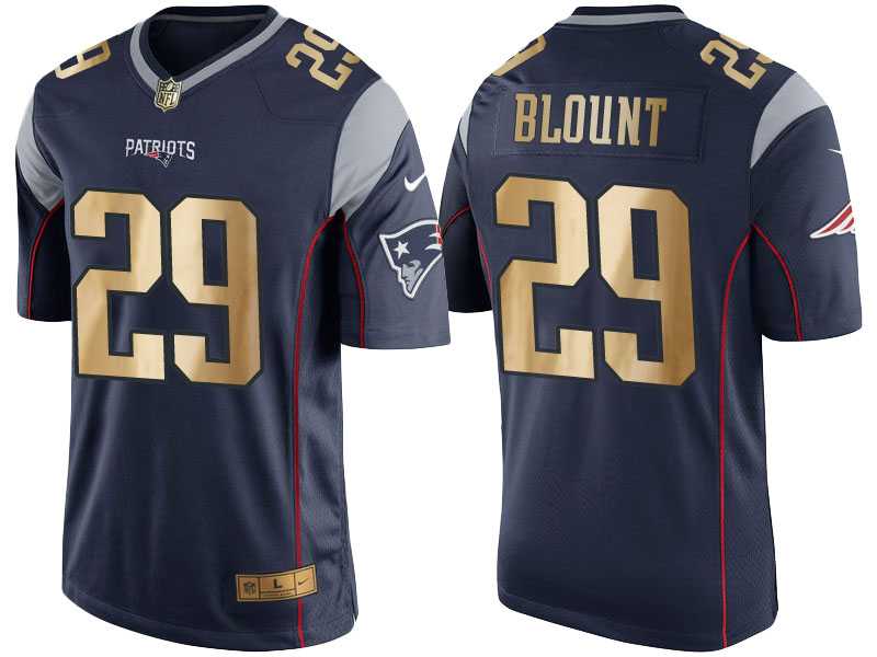 Nike New England Patriots #29 LeGarrette Blount 2016 Christmas Navy Blue Men's NFL Game Golden Edition Jersey