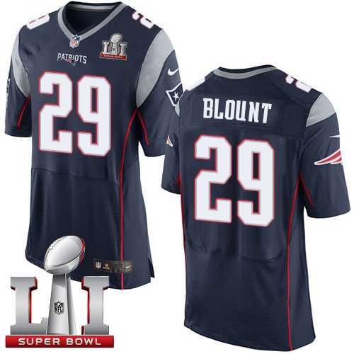 Nike New England Patriots #29 LeGarrette Blount Navy Blue Team Color Super Bowl LI 51 Men's Stitched NFL New Elite Jersey