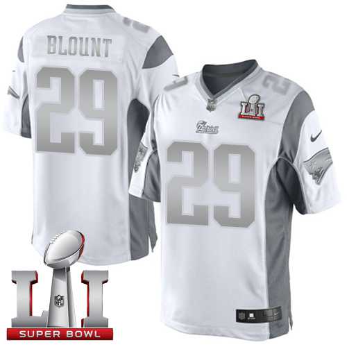 Nike New England Patriots #29 LeGarrette Blount White Super Bowl LI 51 Men's Stitched NFL Limited Platinum Jersey