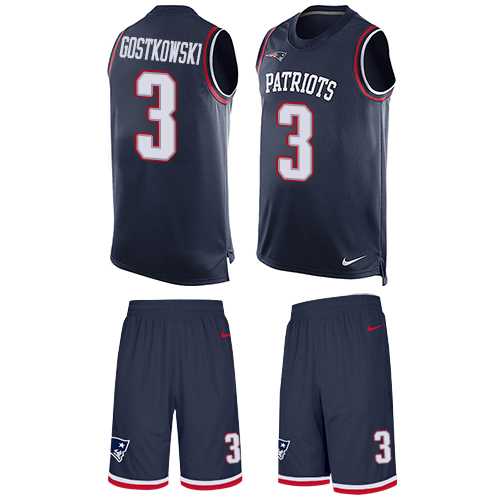 Nike New England Patriots #3 Stephen Gostkowski Navy Blue Team Color Men's Stitched NFL Limited Tank Top Suit Jersey