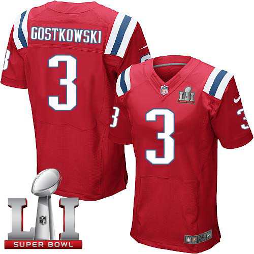 Nike New England Patriots #3 Stephen Gostkowski Red Alternate Super Bowl LI 51 Men's Stitched NFL Elite Jersey