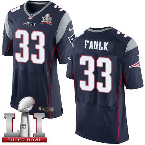 Nike New England Patriots #33 Kevin Faulk Navy Blue Team Color Super Bowl LI 51 Men's Stitched NFL New Elite Jersey
