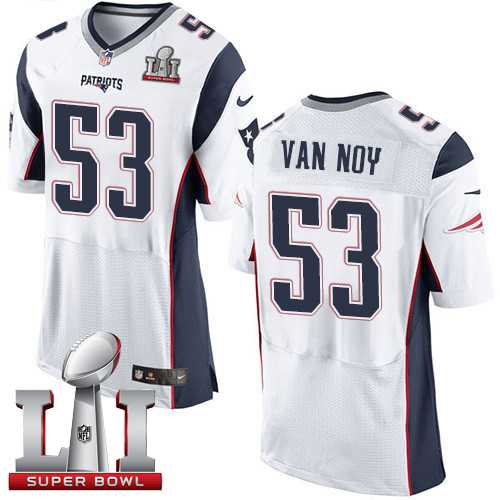 Nike New England Patriots #53 Kyle Van Noy White Super Bowl LI 51 Men's Stitched NFL Elite Jersey