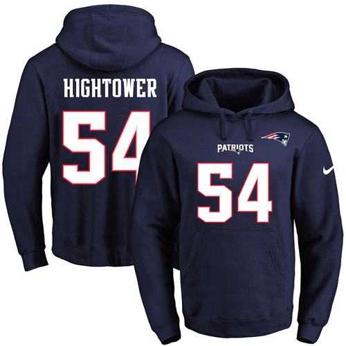 Nike New England Patriots #54 Dont'a Hightower Navy Blue Name & Number Pullover NFL Hoodie