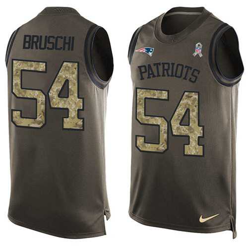 Nike New England Patriots #54 Tedy Bruschi Green Men's Stitched NFL Limited Salute To Service Tank Top Jersey
