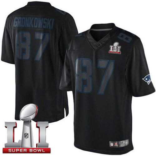 Nike New England Patriots #87 Rob Gronkowski Black Super Bowl LI 51 Men's Stitched NFL Impact Limited Jersey