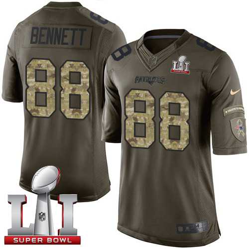 Nike New England Patriots #88 Martellus Bennett Green Super Bowl LI 51 Men's Stitched NFL Limited Salute to Service Jersey