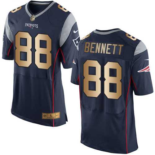 Nike New England Patriots #88 Martellus Bennett Navy Blue Team Color Men's Stitched NFL New Elite Gold Jersey