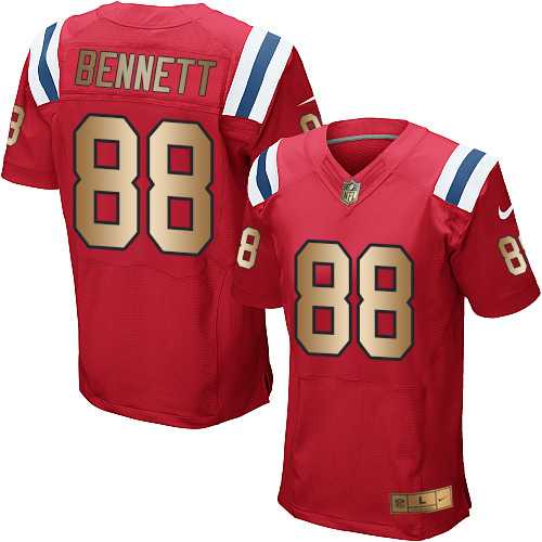 Nike New England Patriots #88 Martellus Bennett Red Alternate Men's Stitched NFL Elite Gold Jersey