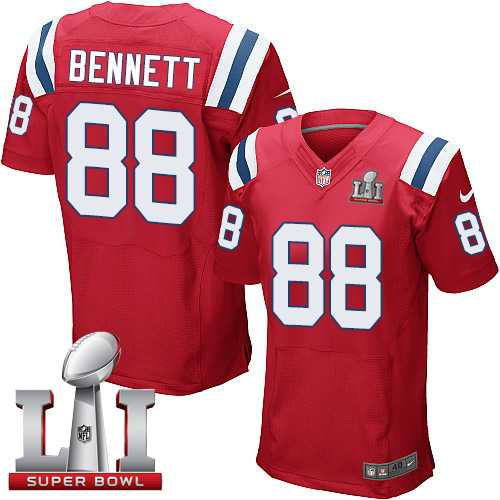 Nike New England Patriots #88 Martellus Bennett Red Alternate Super Bowl LI 51 Men's Stitched NFL Elite Jersey