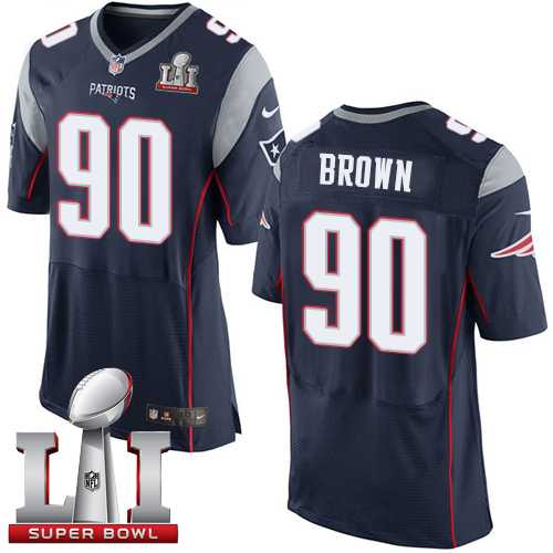 Nike New England Patriots #90 Malcom Brown Navy Blue Team Color Super Bowl LI 51 Men's Stitched NFL New Elite Jersey