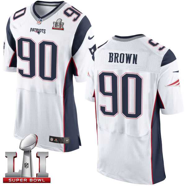 Nike New England Patriots #90 Malcom Brown White Super Bowl LI 51 Men's Stitched NFL New Elite Jersey